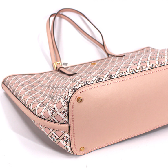 Tory Burch Geo Logo Tote NEW Zip Top Dusted Blush Pink Shoulder Bag Handbag - Picture 4 of 8